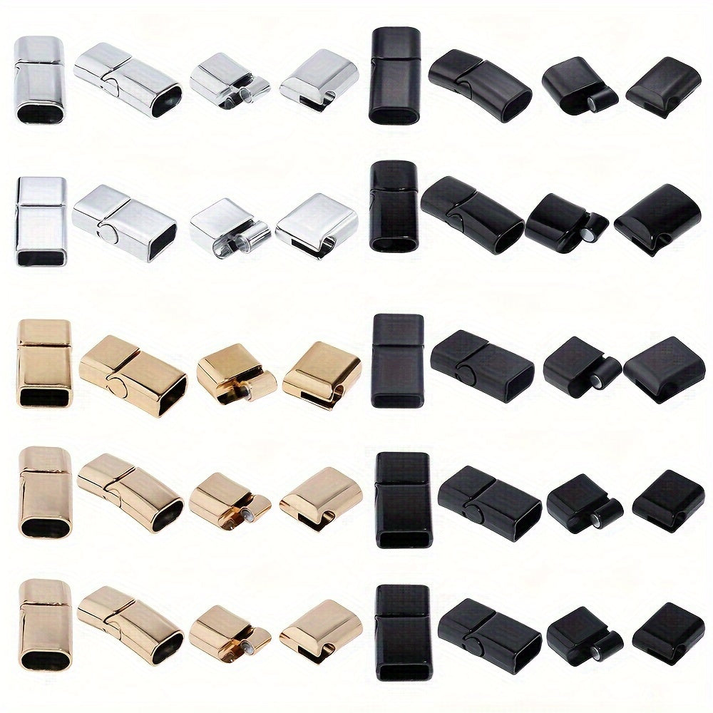 Magnetic Buckle Set 5 Pieces for Leather Rope Jewelry Findings Flat Rectangular Rounded Corners