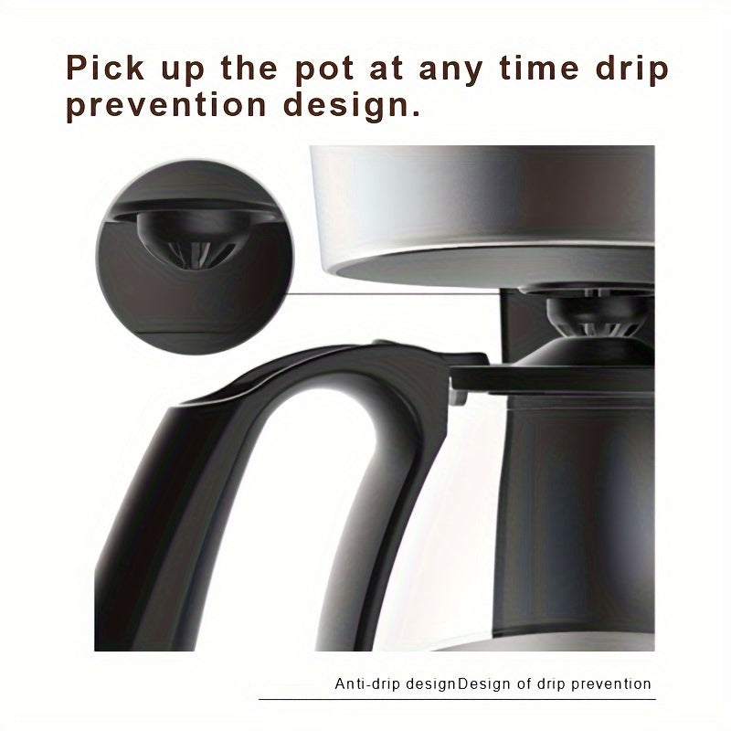 Automatic Drip Coffee Maker with Programmable Timer and Anti-Drip Design for Home and Office
