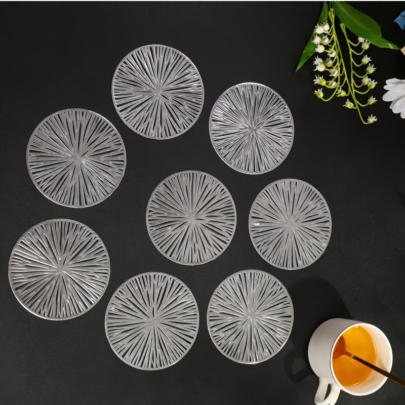 Set of 6 Fireworks Coasters PVC Washable Reusable Non-slip Heat Insulation for Coffee Wine Tea