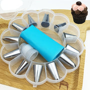 Cake Decorating Tools Set 14 Piping Nozzles Reusable Bag Storage Box