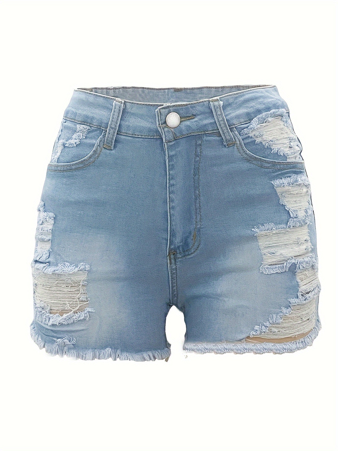 Женские шорты из рваного джинса с высокой талией, с эффектом стирки и потертостями