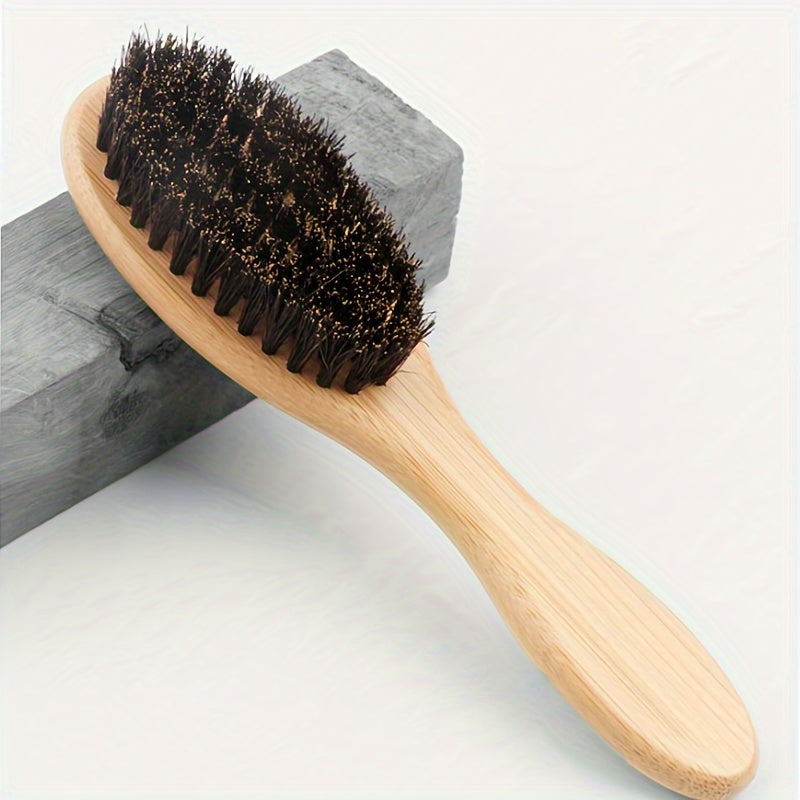 Мужская и женская бамбуковая и деревянная щетка для ухода за бородой с густой щетиной, абрикос