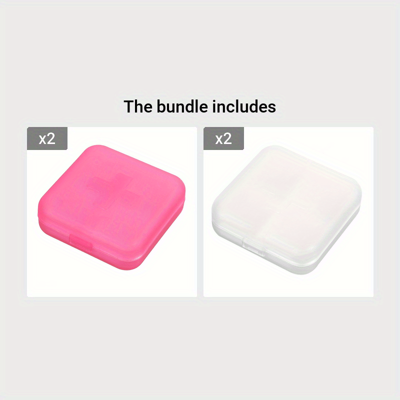 Small Portable Pill Box Four-Compartment Travel Organizer Storage Container