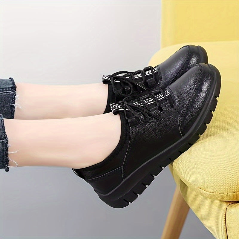 Women's Anti-Slip Work Shoes Rubber Sole Lightweight Casual Leather Comfortable