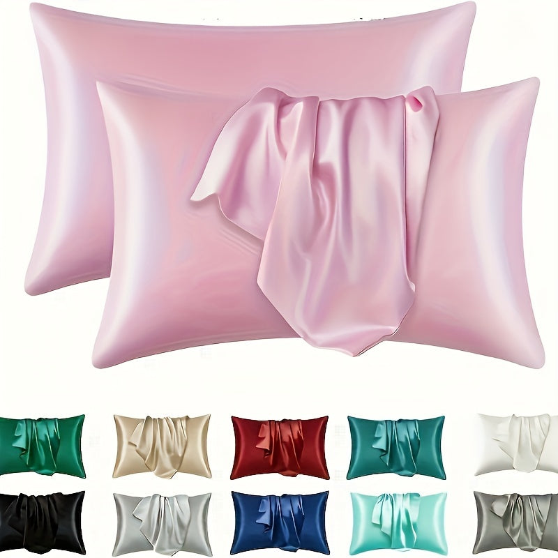 Set of Two Silky Soft Pillowcases with Breathable Cooling Feel Solid Color