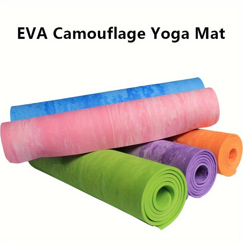 EVA esterilla de yoga camuflaje antideslizante, absorbente de sudor, resistente a golpes, ligera, azul y púrpura