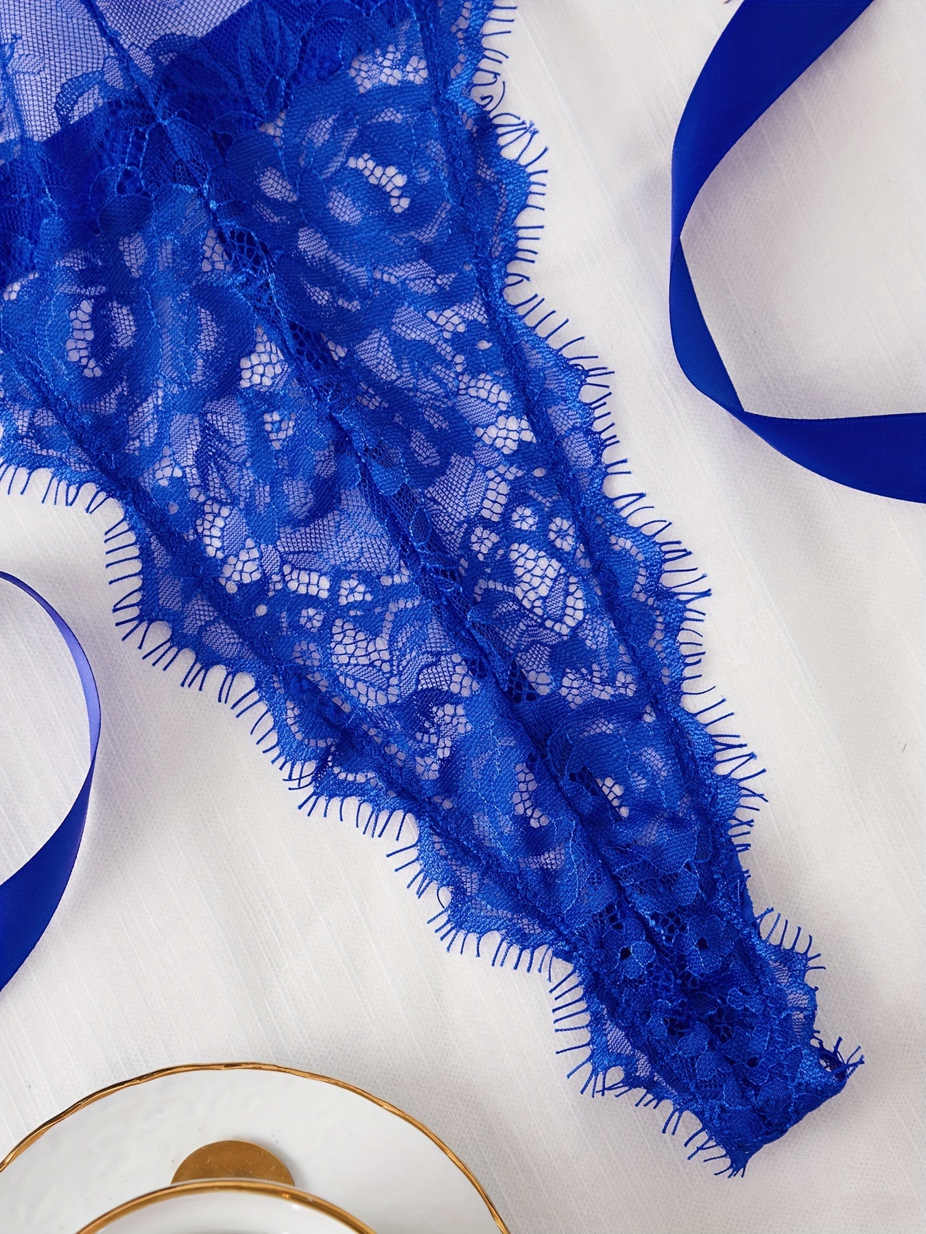 Women's Lace Teddy with Cross Straps Backless Semi-Sheer Sexy Lingerie