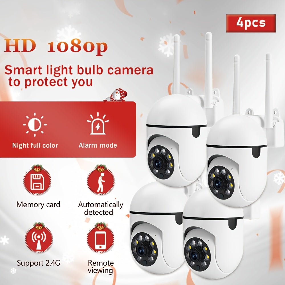 Security Camera System with 4 Cameras PTZ Night Vision Two-Way Audio Wi-Fi Smartphone Compatible