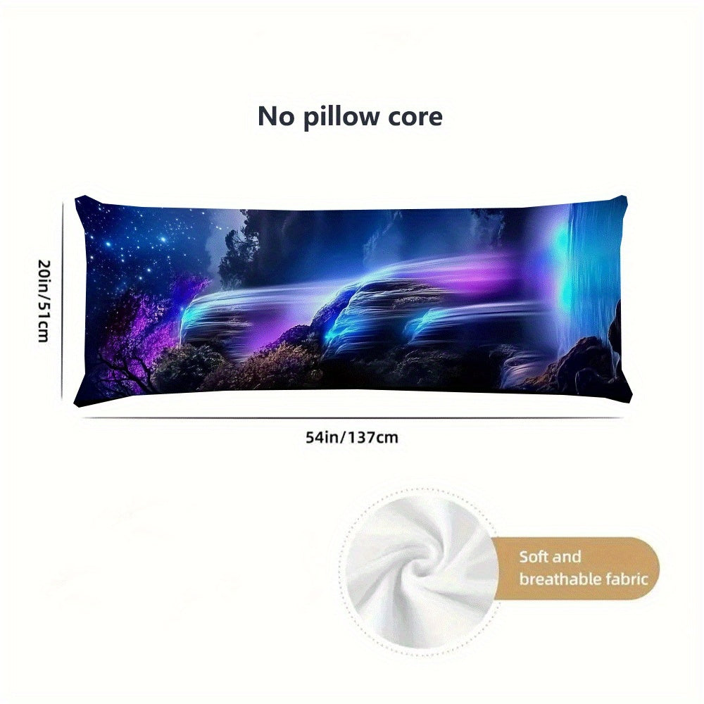 Purple Moonlight Falls Pillow Cover 137x51cm Extra Long Cushion Case for Bed Sofa