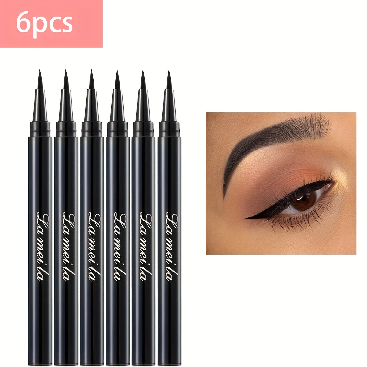 Black Liquid Eyeliner Pen for Women Waterproof Smudge-Proof Long-Lasting
