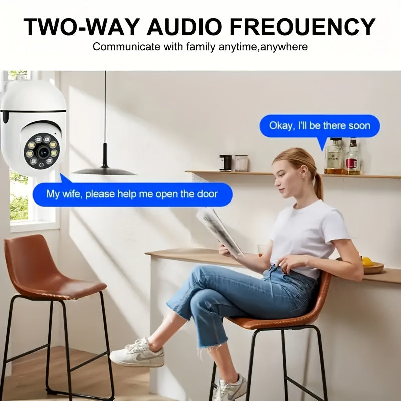 Cámara de seguridad inalámbrica HD 1080P con panorámica, inclinación, zoom, visión nocturna, audio bidireccional y seguimiento de movimiento en interiores y exteriores