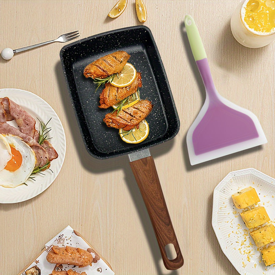 Yaponcha Tamagoyaki qozon to'plami, silikon spatula bilan - mukammal tuxum va omletlar uchun yopishmaydigan quyma temir qozon, osonlik bilan idish-tovoq tozalovchi mashinada tozalanadi.