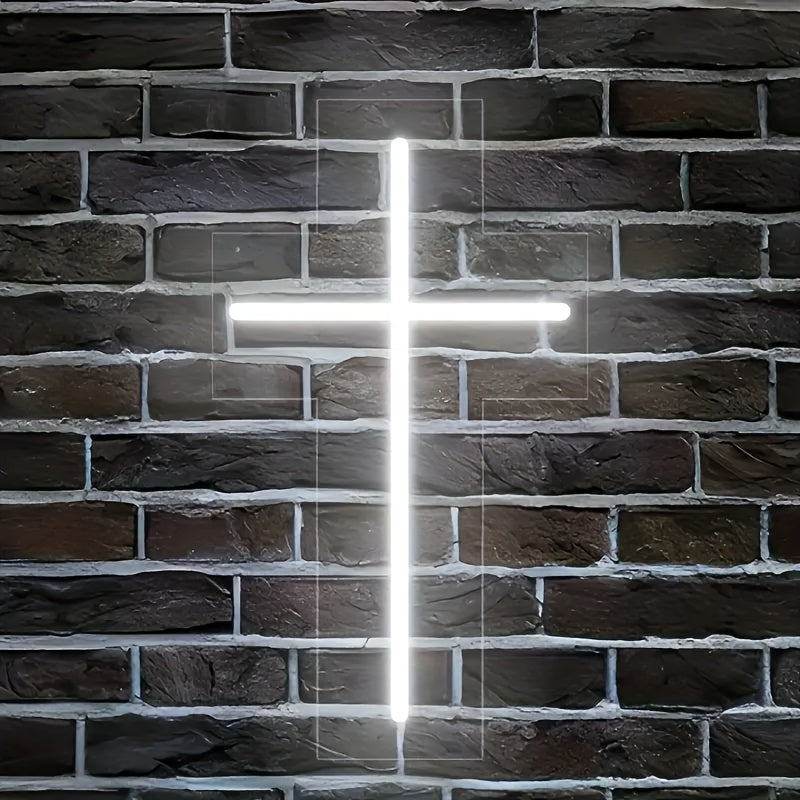 White Cross Neon Light USB Powered for Home Decor and Fans