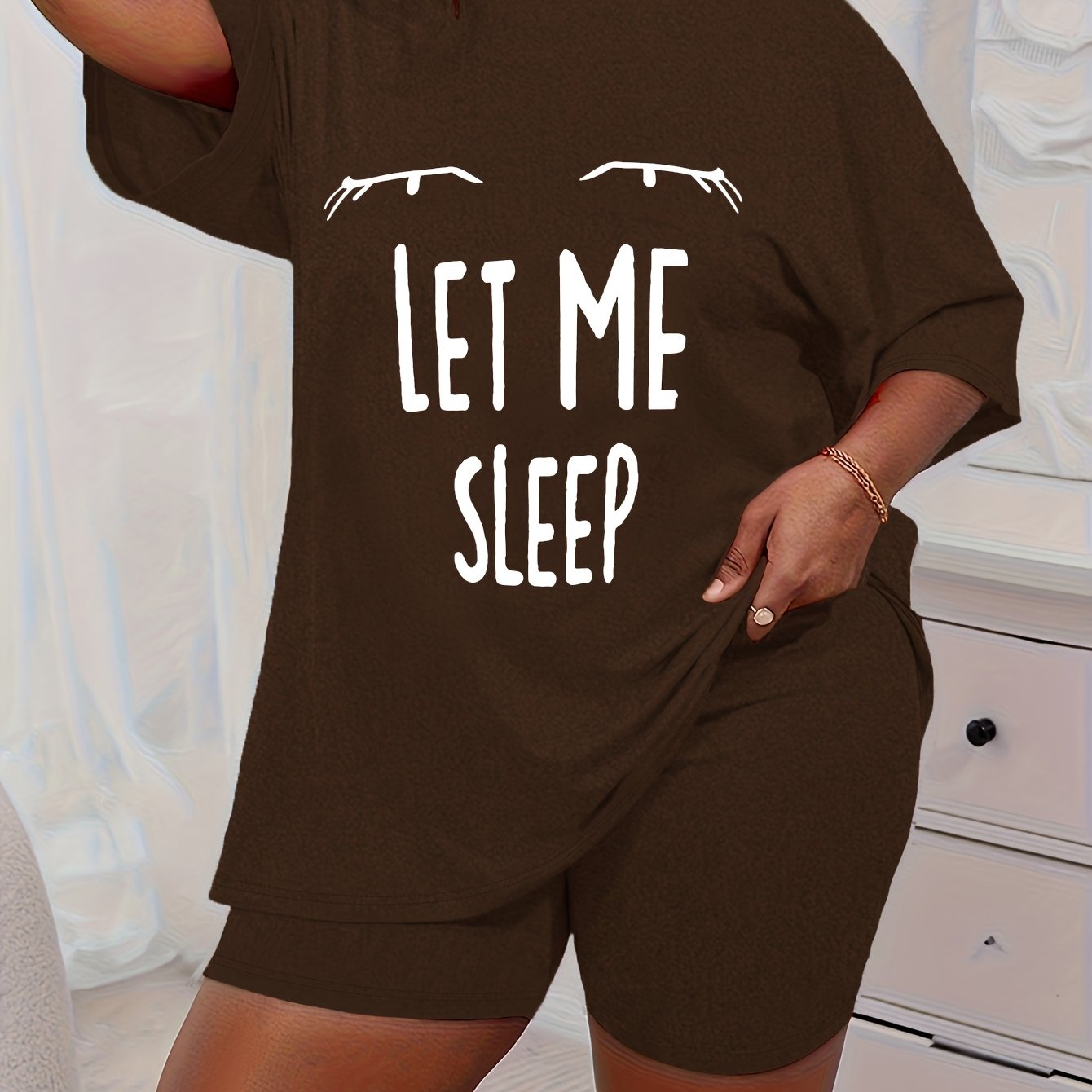 Women Plus Size Leopard Print Sleepwear Set Short Sleeve T-Shirt Shorts