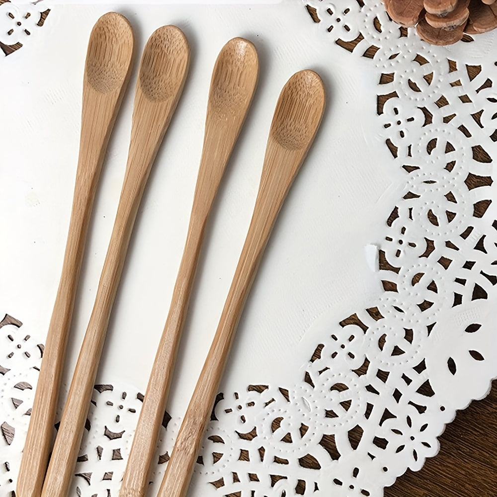 2pcs Wooden Kitchen Utensils Long Handle Bamboo Stirring and Serving Spoons