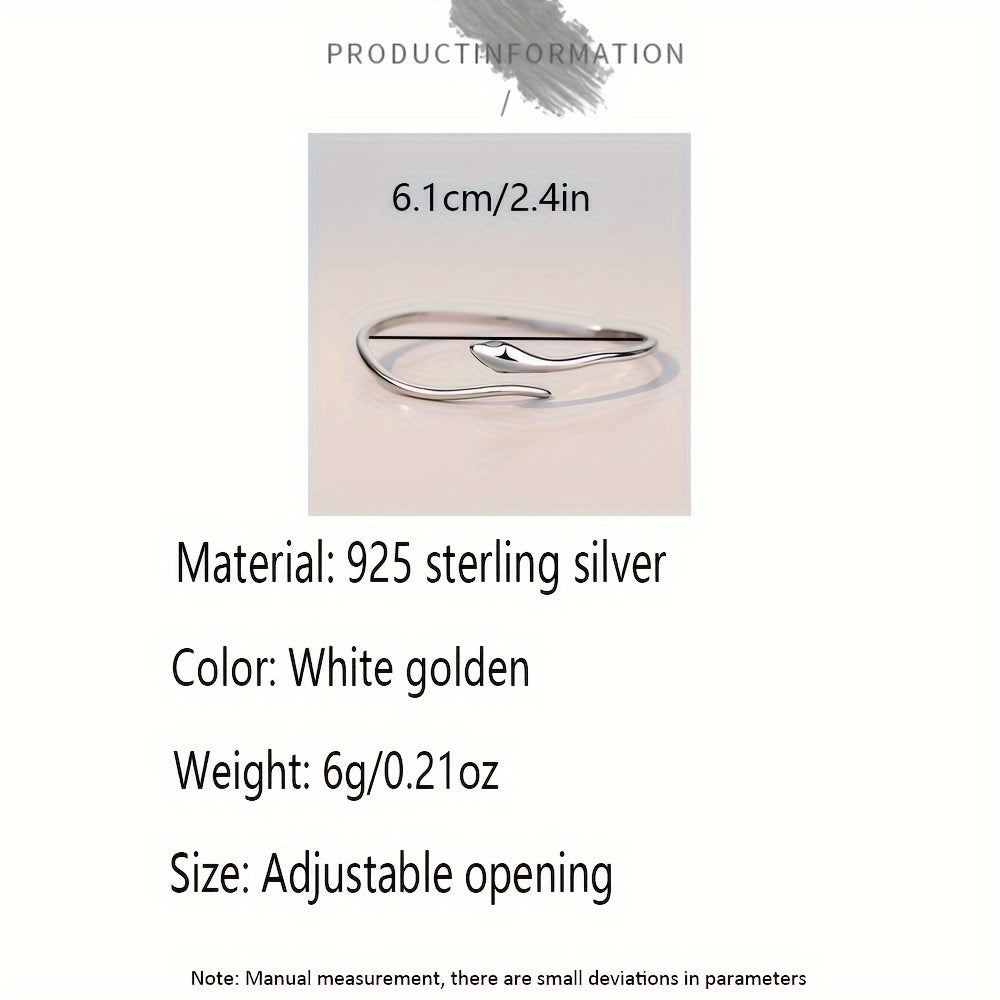 Sterling Silver Animal-Inspired Snake Cuff Bracelet Minimalist Jewelry