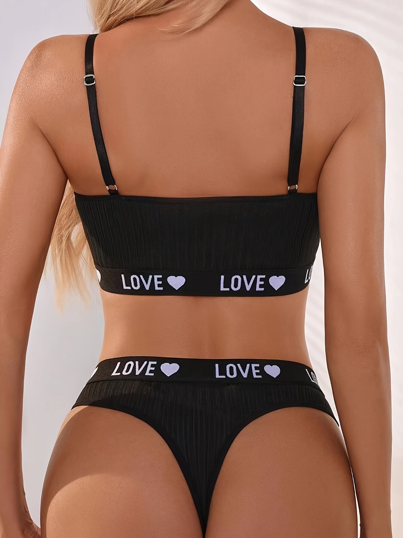 Women's Athletic Lingerie Set Camisole Bra and Panties with Letter Print