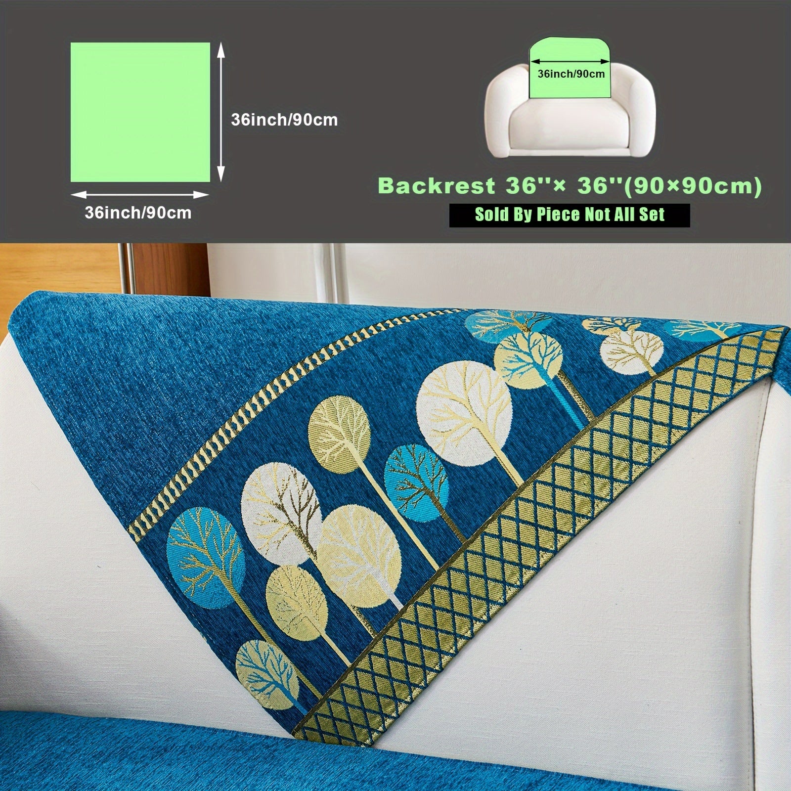 Bohemian Style Sofa Cover with Moonlight Forest Tree Pattern Non-Slip Machine Washable for Single to Quadruple Seat Sofas