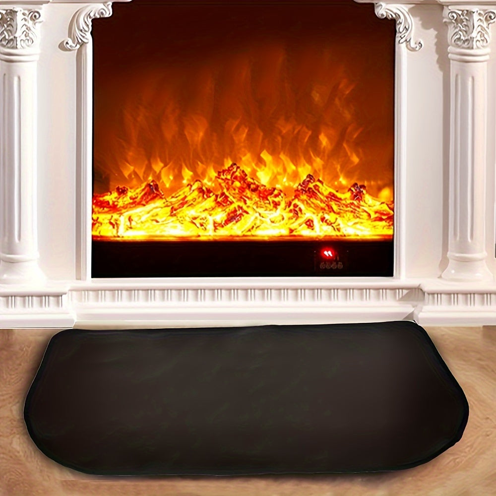 Fireplace Mat Heat-Resistant Double-Layer Glass Fiber Silicone Large Rounded Corner Safety Tool