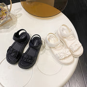 Women Flat Sandals Solid Color Open Toe Summer Shoes