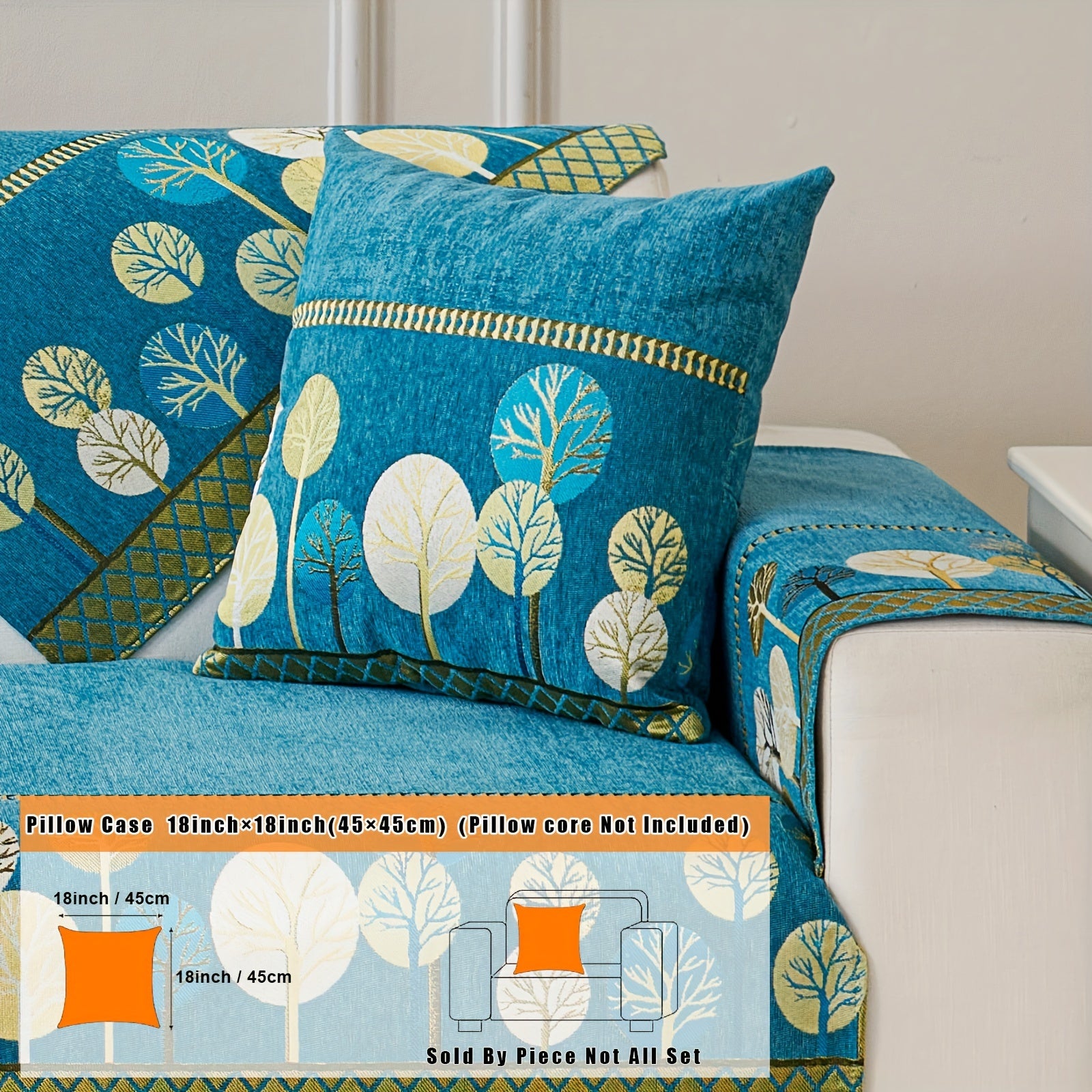 Bohemian Moonlit Trees Sofa Cover for Single to Quadruple Seaters Pet-Friendly Machine Washable Viscose