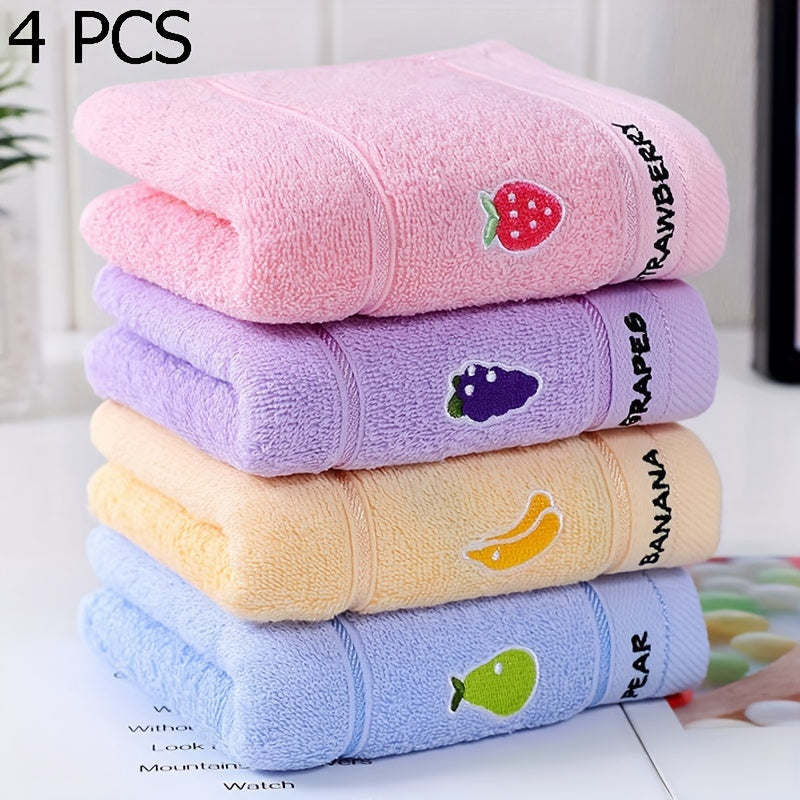 4-Pack Fruit Embroidered Hand Towels Super Soft Knit 400gsm for Daily Use