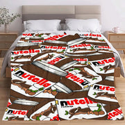 Nutella Print Flannel Blanket All-Season Hypoallergenic Lightweight Quilted Sofa Bed Travel