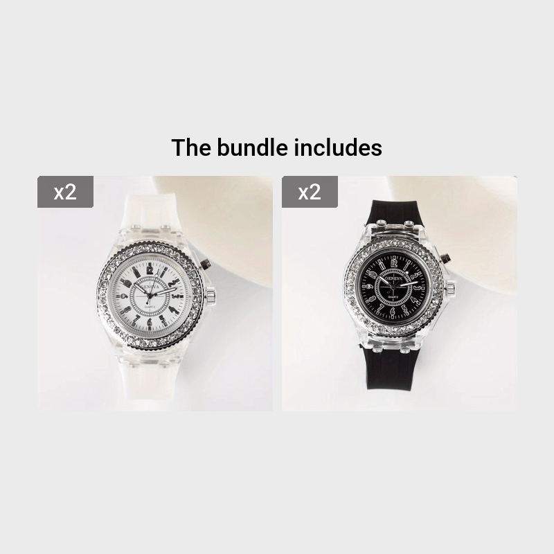 LED-круглые часы для пар с силиконовым ремешком и стразами, спортивные наручные часы