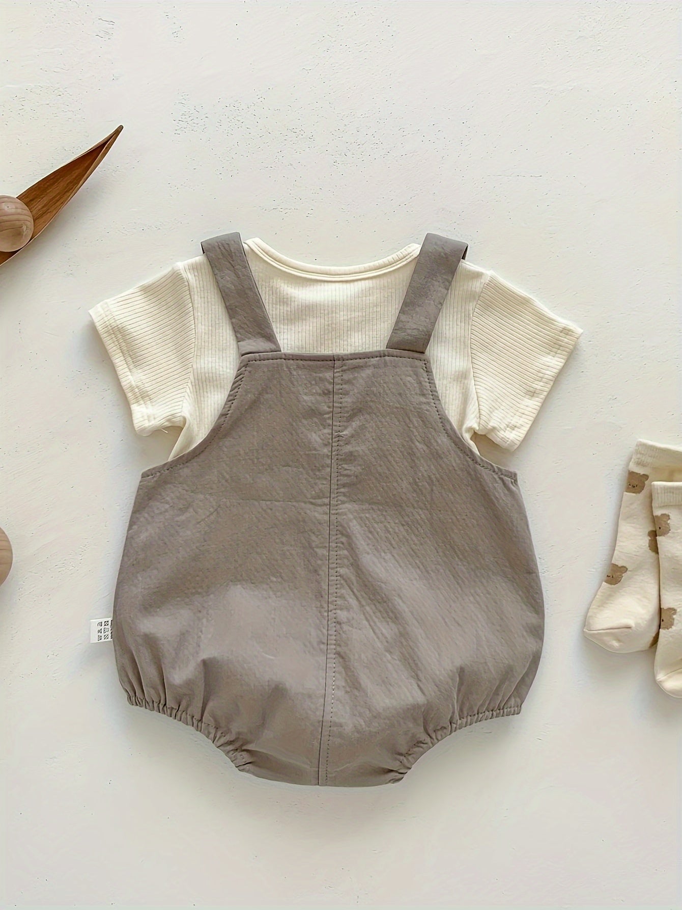 Baby Boys Summer Korean Style Short Sleeve Diaper Cover Two-Piece Set Cotton Solid