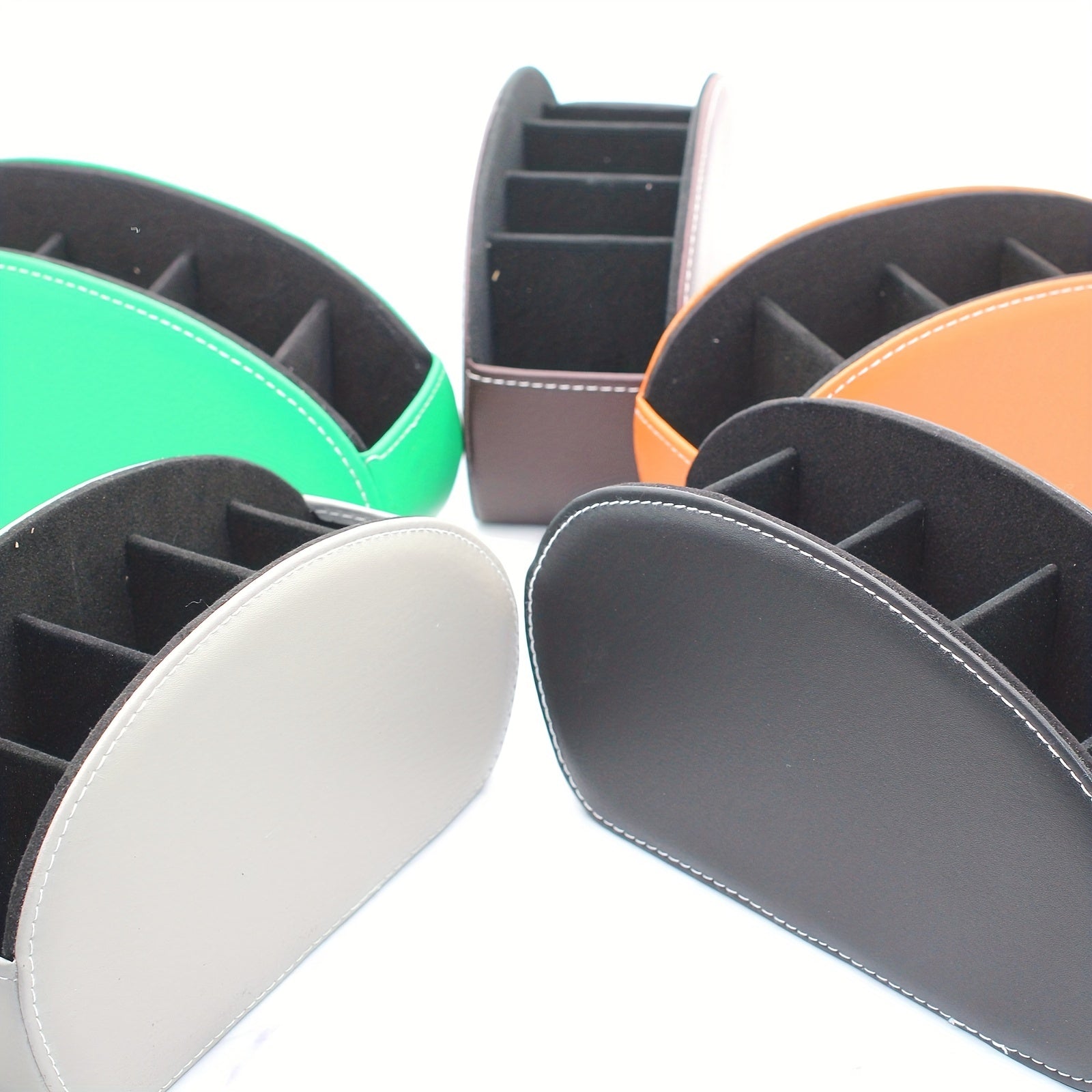 Remote Control Organizer Storage Box with 5 Compartments for Makeup Brushes Pens and Desktop Items PU Leather