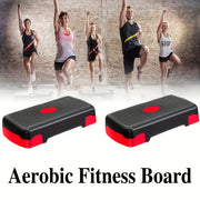 Adjustable 44.96cm Aerobic Step Platform in Gray and Red Non-Slip Durable Gym Equipment for Yoga and Training