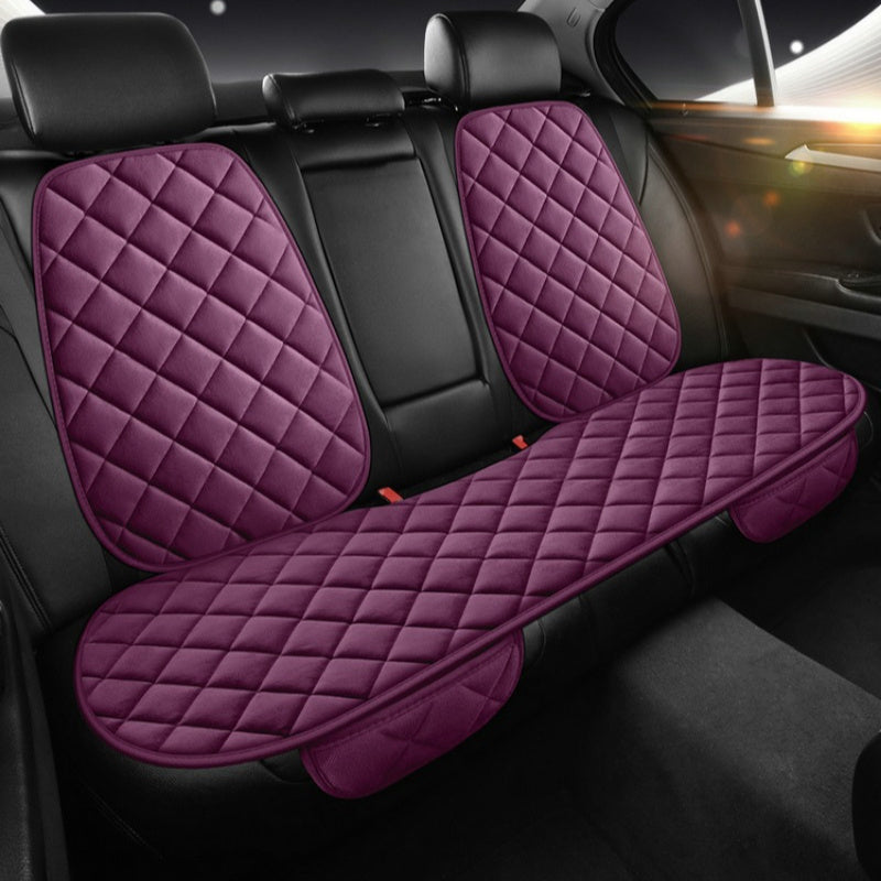 Set of 3 Polyester Car Seat Cushions with Plush Backrest Covers Universal Fit All-Season