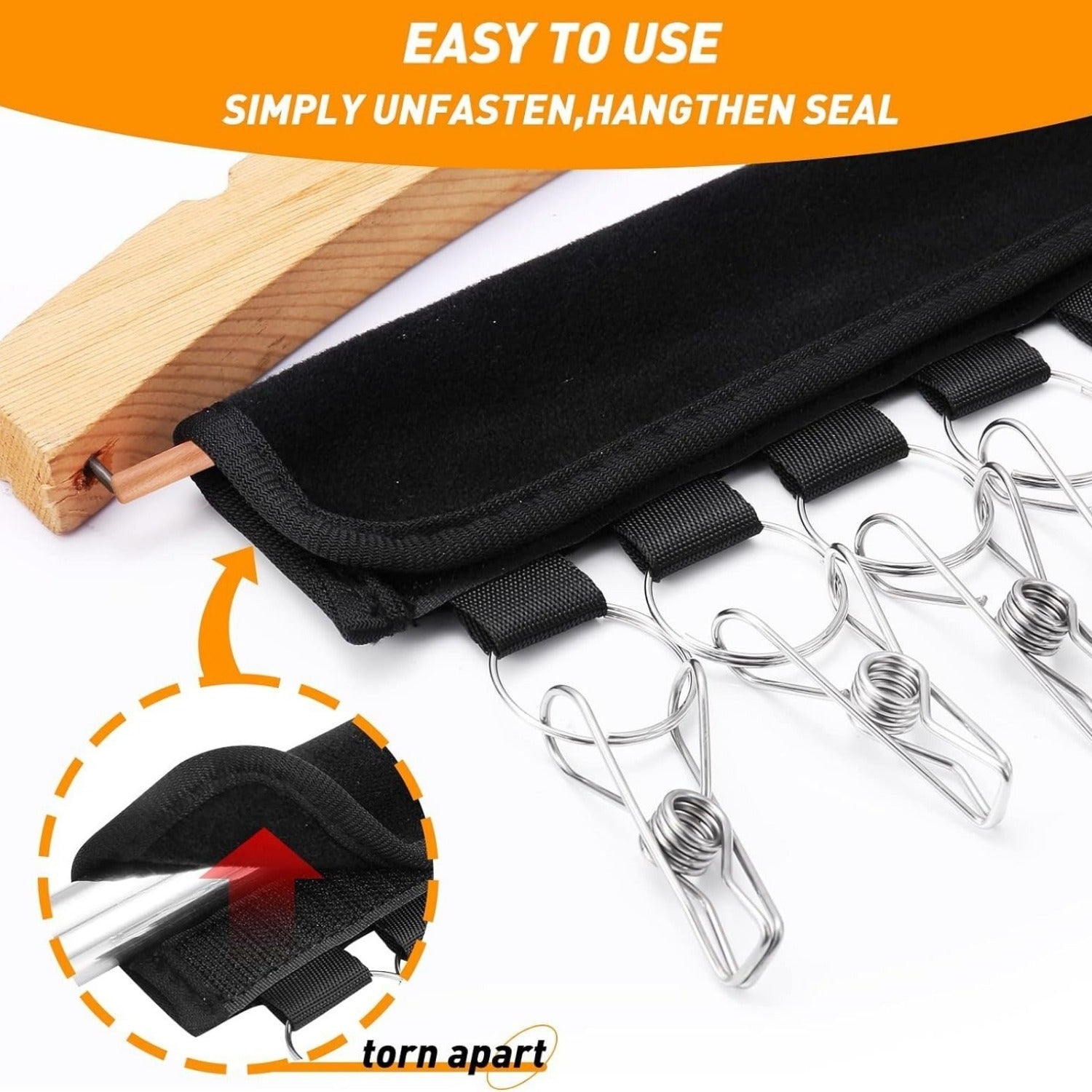 Juego de 2 colgadores de sombreros de poliéster con 20 clips de acero inoxidable para gorras, calcetines y corbatas