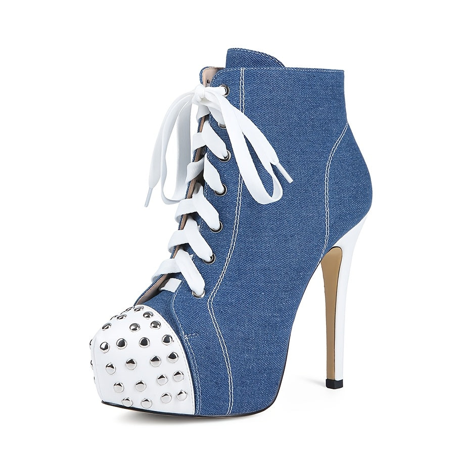 Women's Faux Leather Ankle Boots with Adjustable Strap and Platform Heel