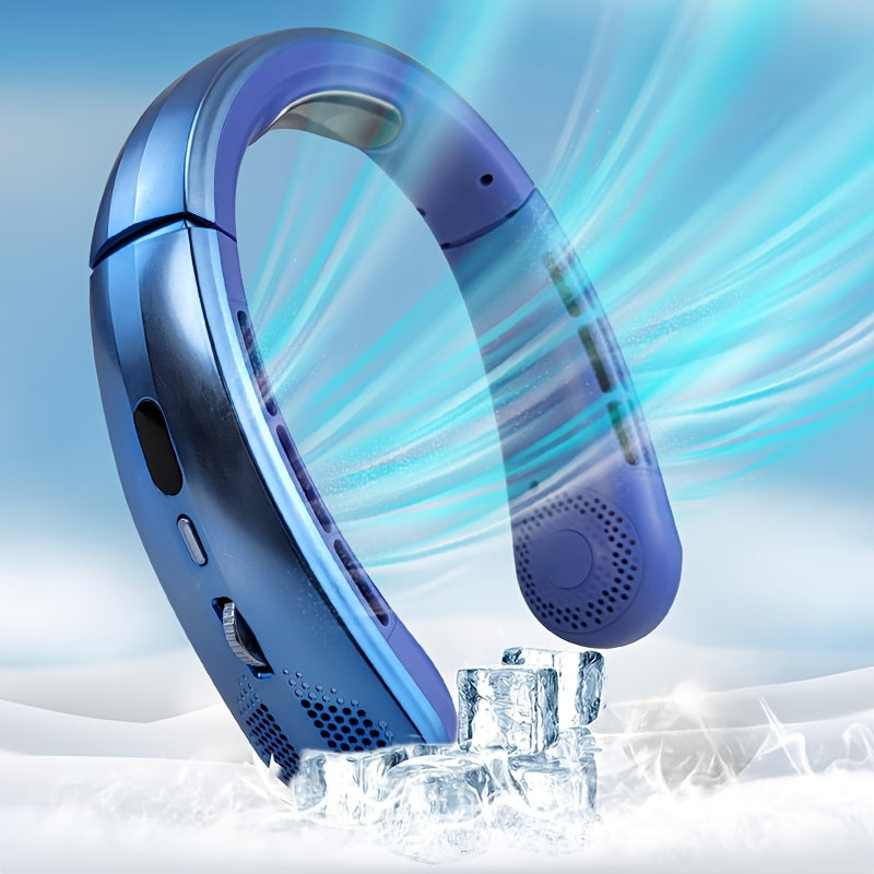 Bladeless Neck Fan USB Rechargeable with LED Display 100 Speed Settings Outdoor Comfort