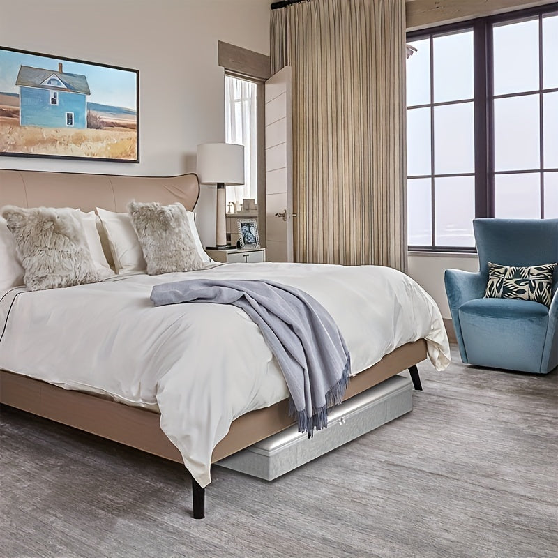 Large Capacity Foldable Under Bed Storage Box with Handles for Clothes and Linens