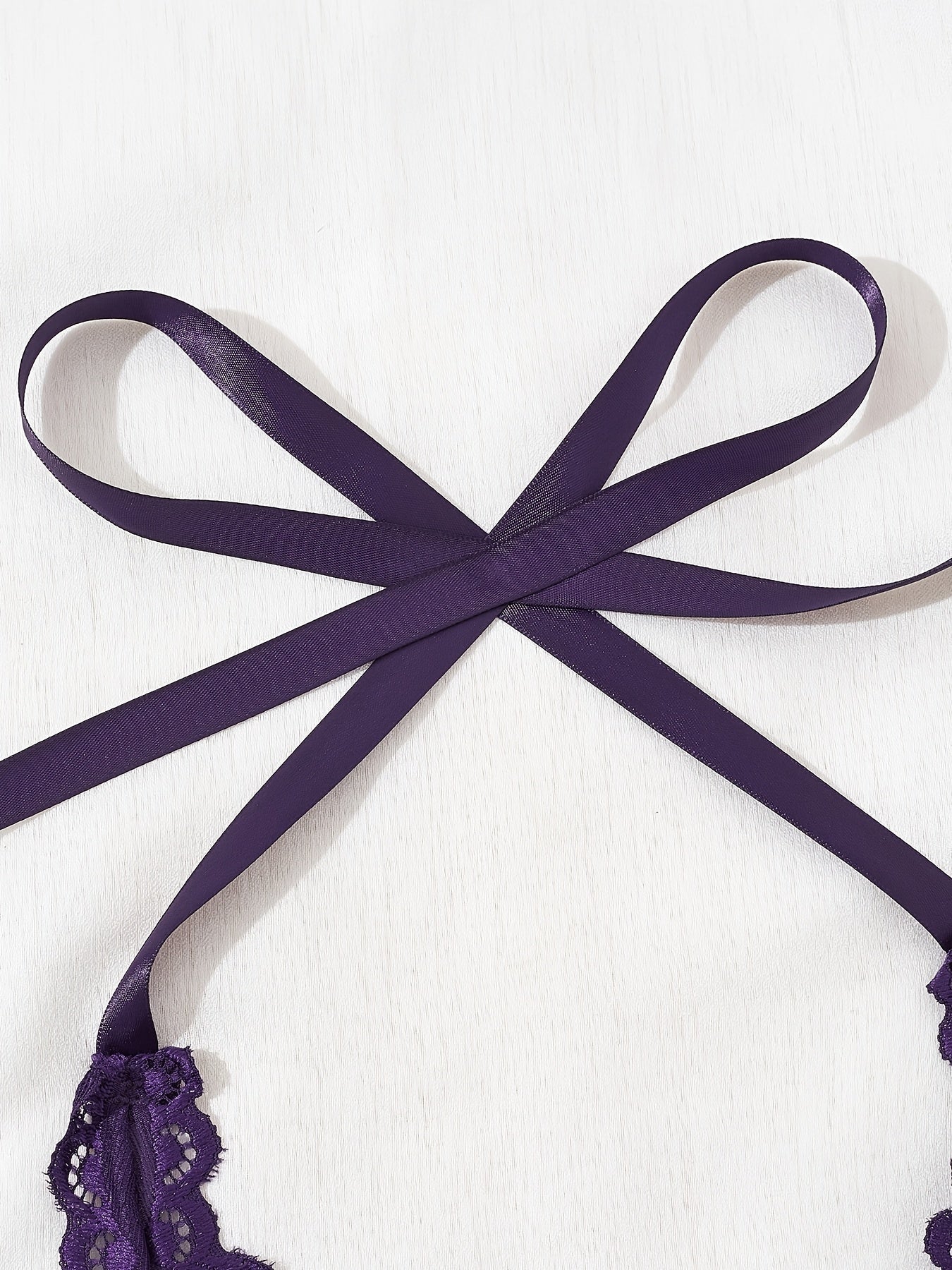 Women's Sheer Lace Bodysuit Open Crotch V-Neck Purple Sleepwear