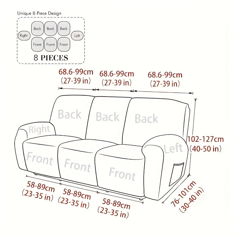 8-Piece Waterproof Sofa Slipcover Set for Living Room and Office Protection