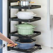 Stainless Steel Pot Rack Adjustable Height 3-Tier or 4-Tier Kitchen Storage Organizer