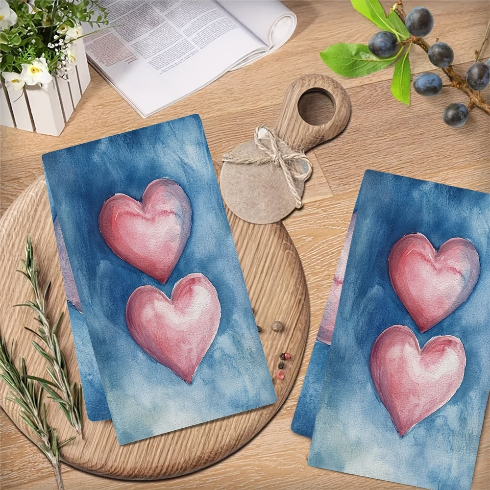 Valentine's Hearts oshxona sochiqlari to'plami 2 Ultra-yumshoq so'radigan idishlarni quritish