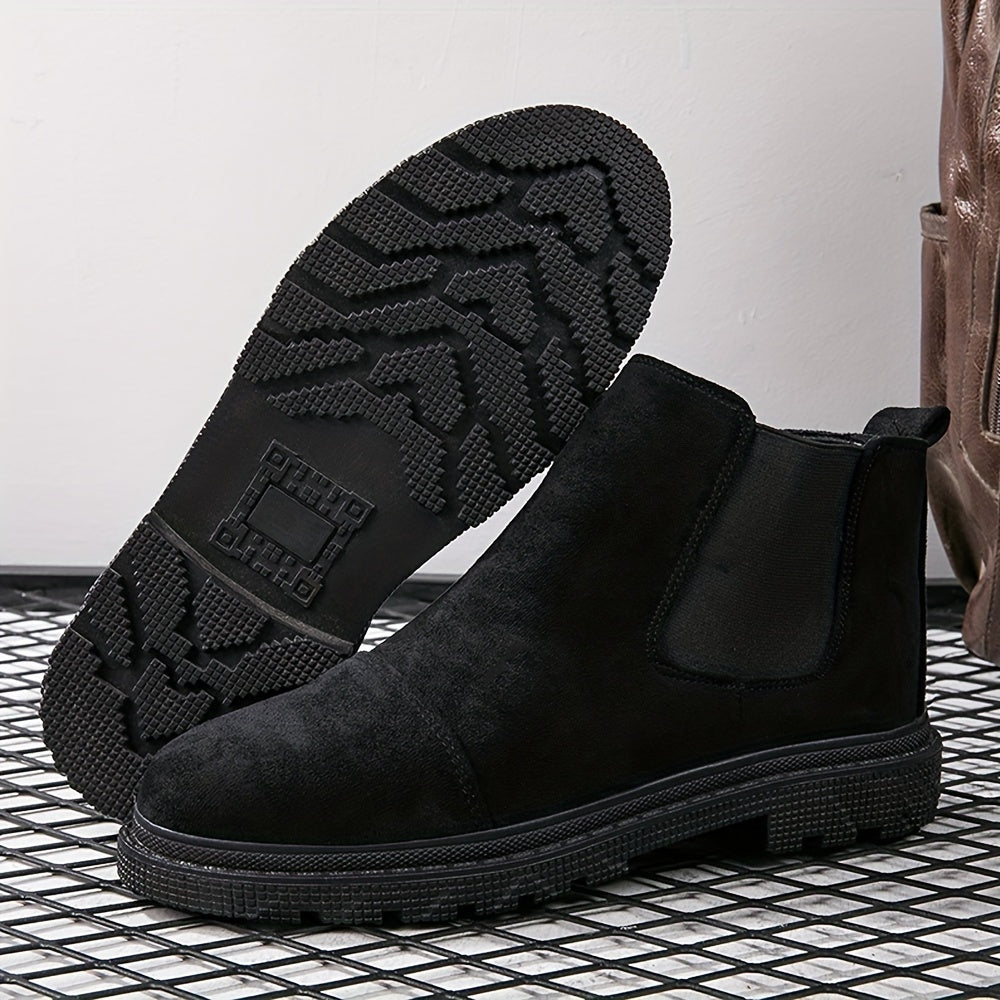 Men's Chelsea Boots Solid Color Fabric Non-Slip EVA Sole Casual Ankle Shoes
