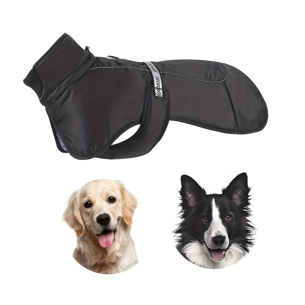 Waterproof Windproof Dog Jacket with Fleece Lining for Small to Large Breeds