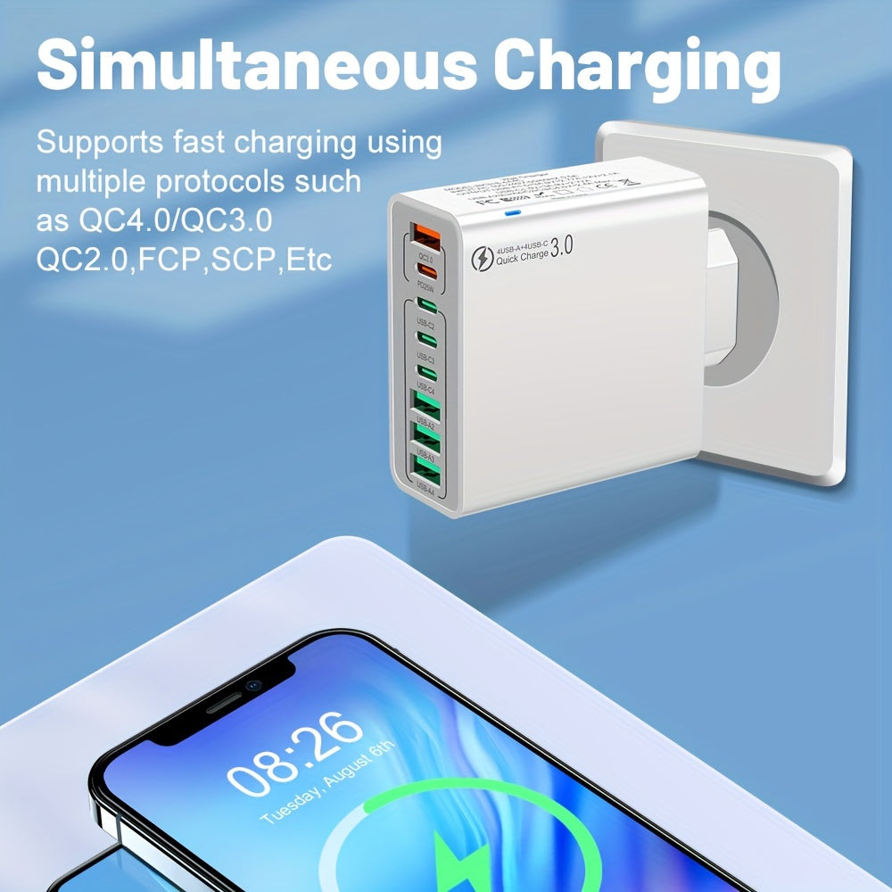 45W Multiport USB C Wall Charger Fast Charging for iPhone Samsung QC 3.0
