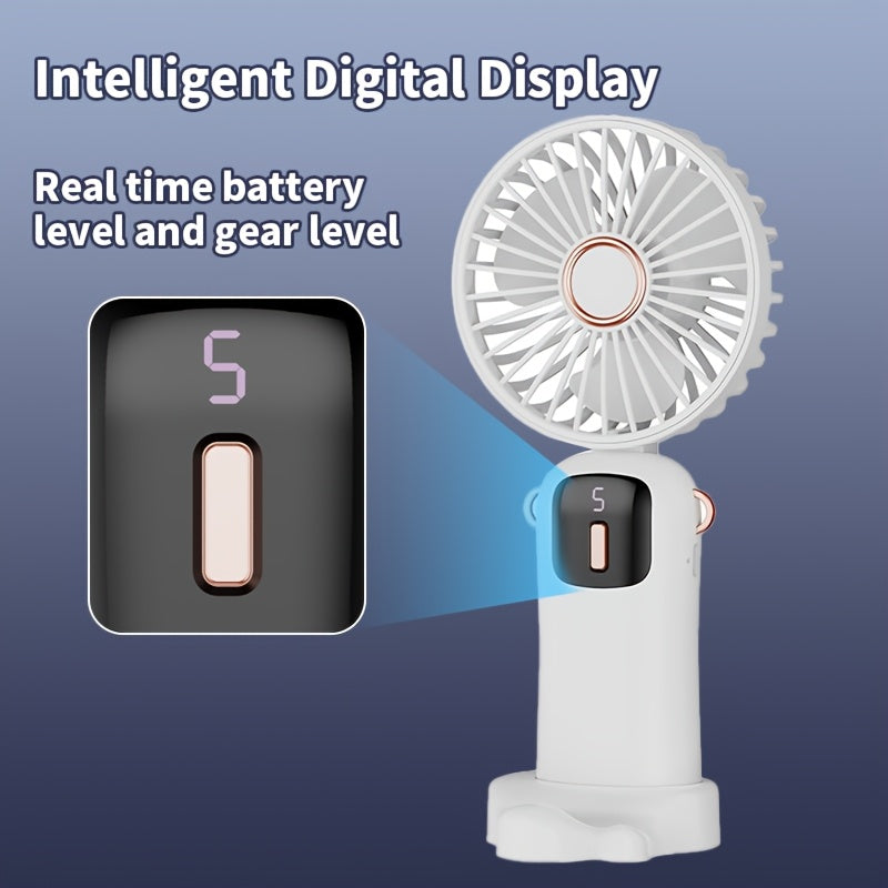 Portable yig'iladigan mini ventilyator USB qayta zaryadlanadigan tinch LED displey kompakt sovutish qurilmasi
