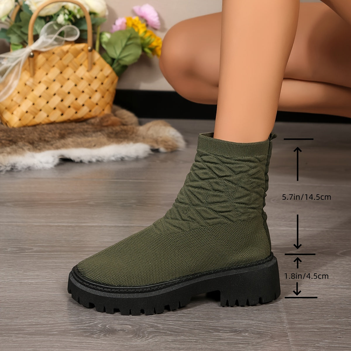 Women's Mid-Calf Comfort Fashion Boots with Chunky Heel and Rubber Sole