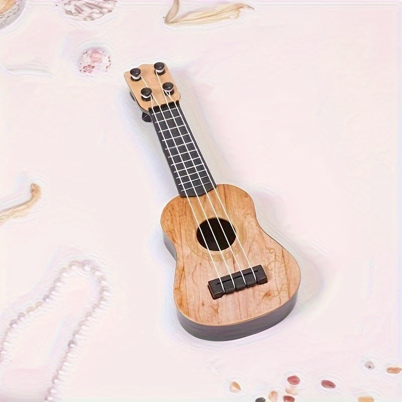 Miniature Yellow Plastic Ukulele Figurine for Home Office Decor Gift for Music Enthusiasts
