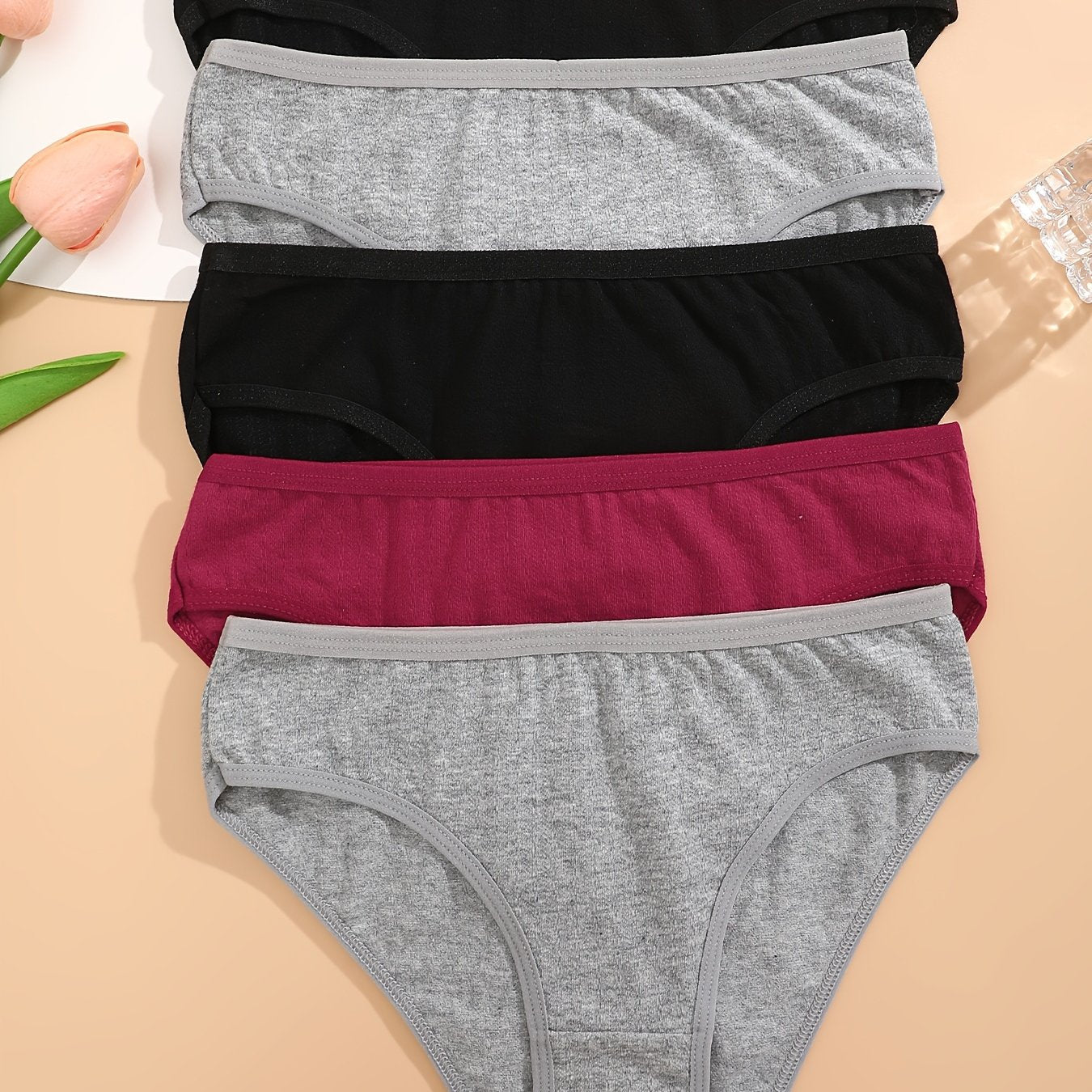 Women's Cotton Briefs 5 Pack Breathable Stretchy Comfortable Underwear