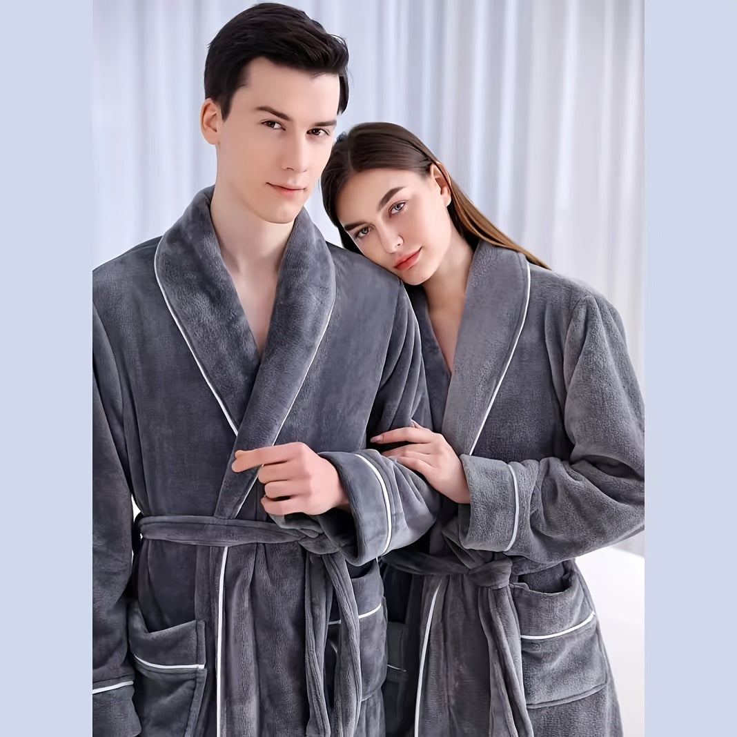 Unisex Plaid Bathrobe Soft Comfortable Modern Knit Fabric 300g Polyester Towel Theme