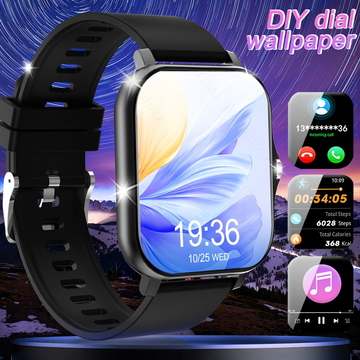 Smart Watch Men Women 1.83-Inch HD Screen Voice Assistant Fitness Tracker