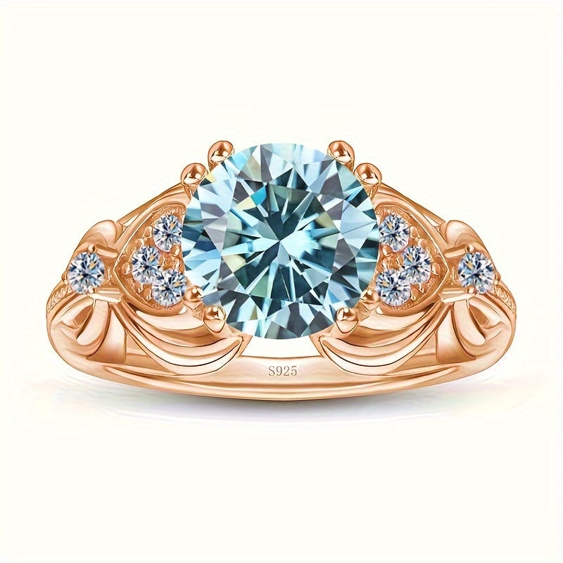 Colorful Moissanite Halo Ring Sterling Silver Bohemian Bouquet Engagement Band Hypoallergenic for Women